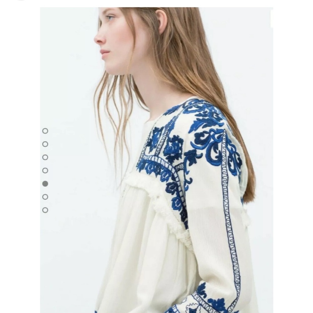 NWT Trafaluc Zara Ecru Embroidered Swing Jacket - Picture 10 of 11